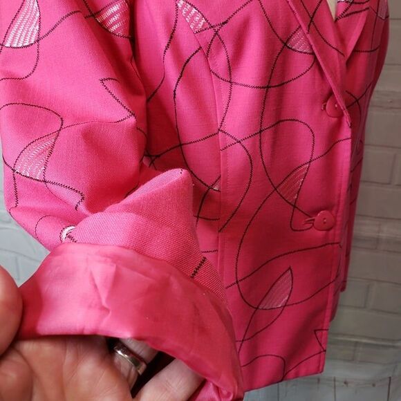 Vintage Requirements Pink Notched Collar Blazer womens 12 L large Work Office - Picture 4 of 9